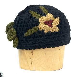 Hotknots and Tara Rose Embrodered Knit Hat Black