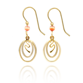 Double Open Ovals with Center Squiggle Dangle Earrings