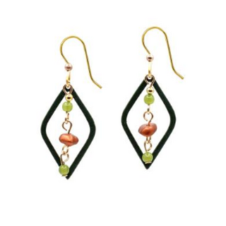 Open Diamonds with Beads Dangle Earrings