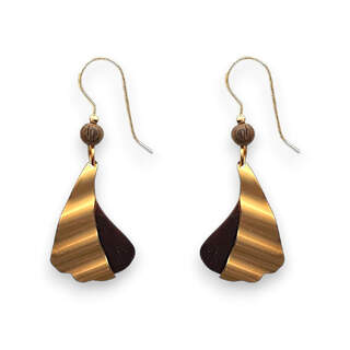 Goldtone Ripple with Black Layer Dangle Earrings