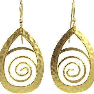 Large Open Teardrops with Center Coil Dangle Earrings