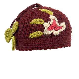 Hotknots and Tara Rose Embrodered Knit Hat Brick