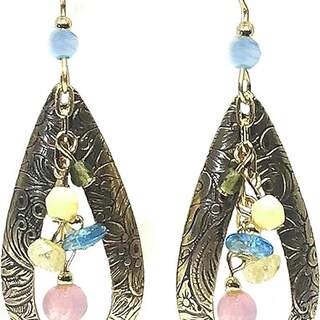 Large Open Teardrops with Beads Dangle Earrings