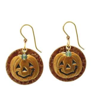 Jack-o-Lantern Pumpkin Dangle Earrings