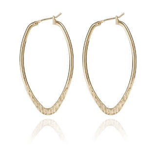 Hammered 10k Gold Overlay Elongated Hoops