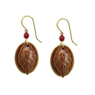 Fall Leaf on Oval Dangle Earrings