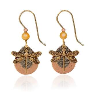 Dragonfly on Layered Teardrops Dangle Earrings