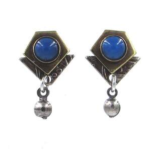 Petite Mixed Metals with onyx Stud Earrings