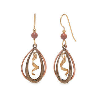 Copper Open Teardrops with Squiggle Dangle Earrings