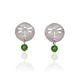 Dragonfly on Cut-out Disc Stud Earrings