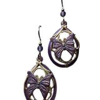 Purple Butterflies Dangle Earrings