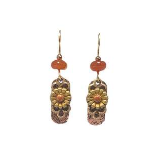 Flower & Embossed Layers with Bead Dangle Earrings
