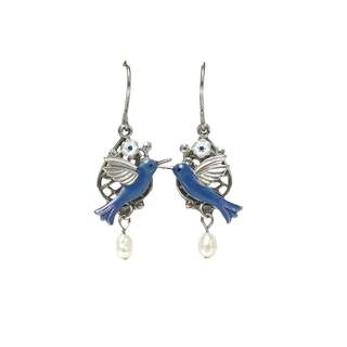 Blue Hummingbirds Dangle Earrings