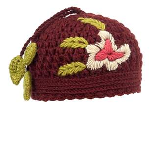 Hotknots and Tara Rose Embrodered Knit Hat Brick