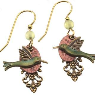 Green Hummingbird Dangle Earrings