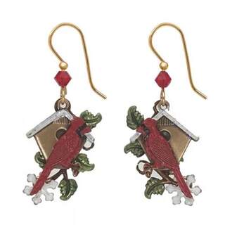 Cardinals Birdhouse & Snowflake Dangle Earrings