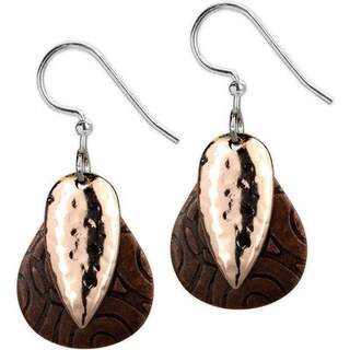 Jody Coyote Embossed Teardrops Hypoallergenic Dangle Earrings