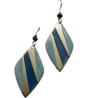 Blue Enamel Diamond Shapes Dangle Earrings