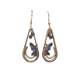 Butterfly & Beads on Teardrop Dangle Earrings