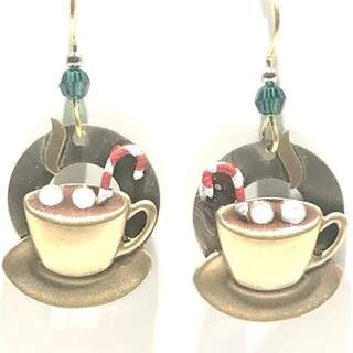 Hot Cocoa Candy Canes Marshmallows Dangle Earrings