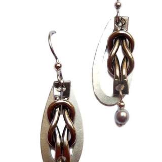 Silver Forest Silvertone Open Ovals with Knot Dangle Earrings