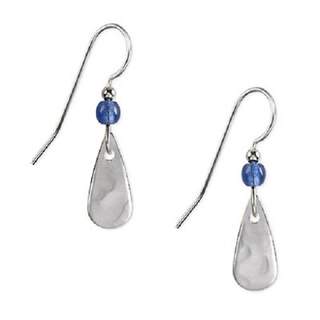 Petite Teardrops with Blue Bead Dangle Earrings