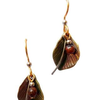 Leaves and Bead Drop Earrings