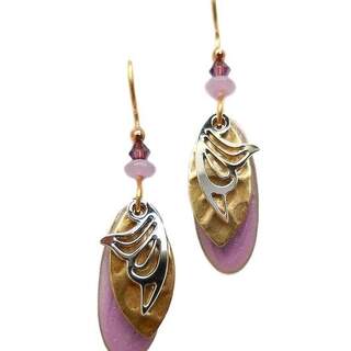 Lavender & Goldtone Layers Dangle Earrings