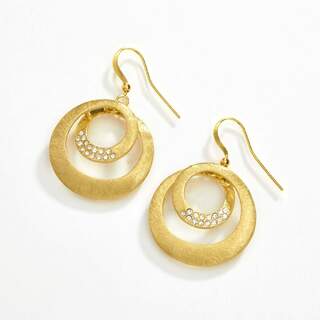 Large Brass Circle Swirl Earrings