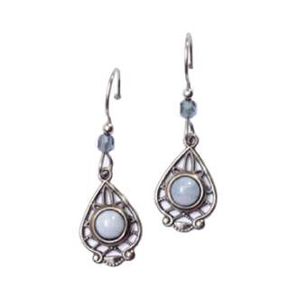 Blue Agate with Filigree Dangle Earrings